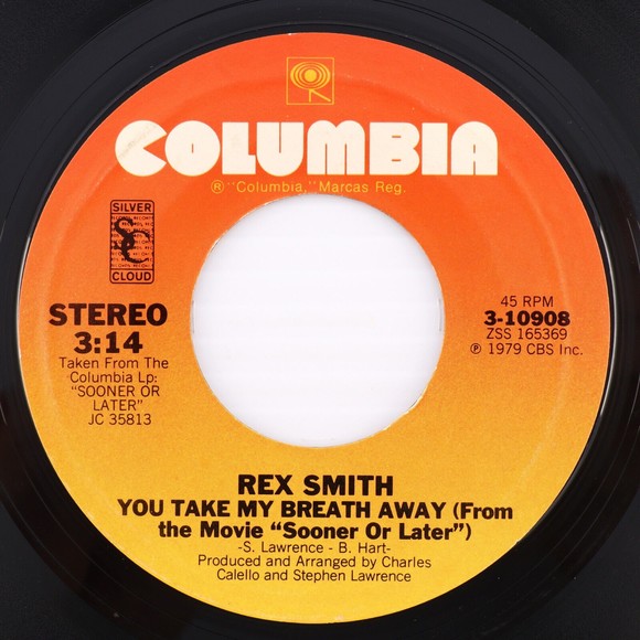 Rex Smith, You Take My Breath Away/You're Never Too Old to Roll 45 rpm 7" Record - Picture 1 of 7
